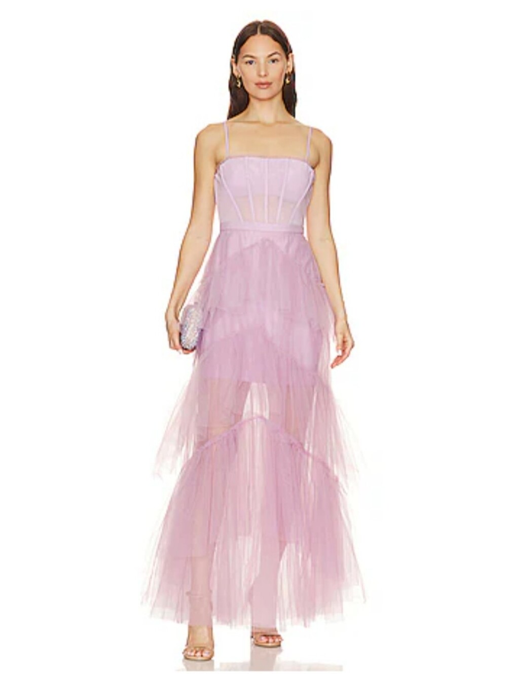 BCBG Max Azria Elegant Orchid Layered Tulle Dress